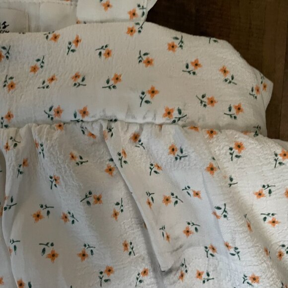 Impressions Floral Ruffle Strap Babydoll Top White Orange Flowers Size M - Picture 4 of 7